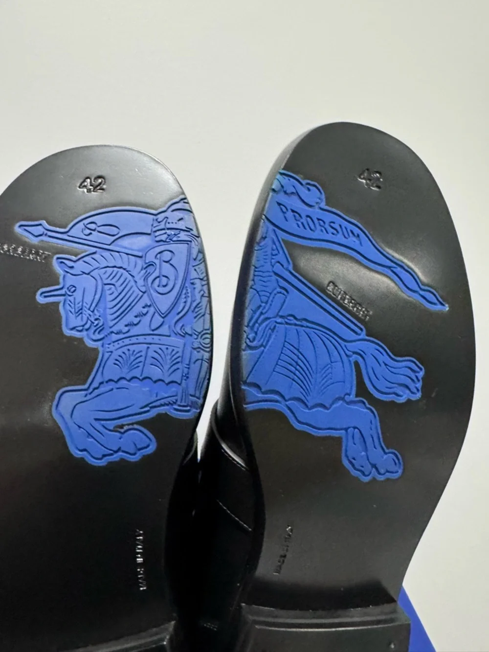 Burberry Black Leather Buckle Monk Strap Loafers with Blue Insole